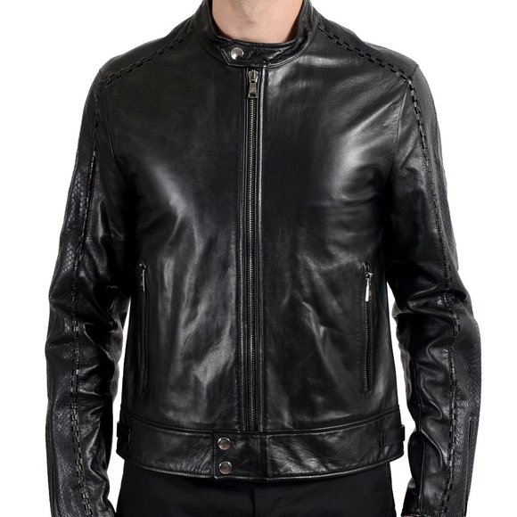Roberto Cavalli 100% Leather Full Zip Biker Jacket - Picture 1 of 6
